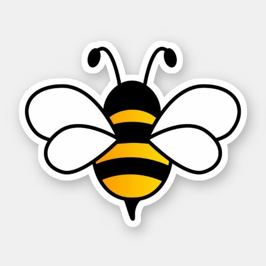 a yellow and black bee sticker on a white background