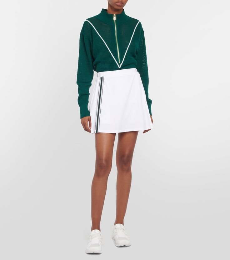 Neyland High Rise Jersey Skort in White - Varley | Mytheresa Sporty Green Tennis Skirt With Built-in Shorts, Green Sporty Tennis Skirt With Built-in Shorts, Stretch Golf Skort With Built-in Shorts, Sporty Stretch Skort For Spring, Sporty Spring Mini Skirt Activewear, Sporty Short Skort For Spring, Green Athleisure Tennis Skirt, Sporty Go-dry Skort For Spring, Golf Skort With Built-in Shorts