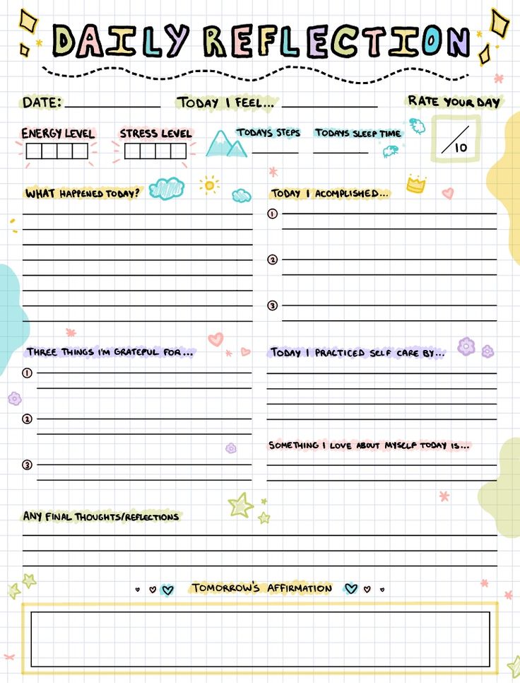 the daily reflection worksheet for kids