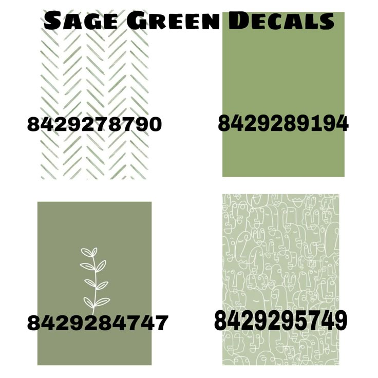 the numbers and symbols for sage green decals