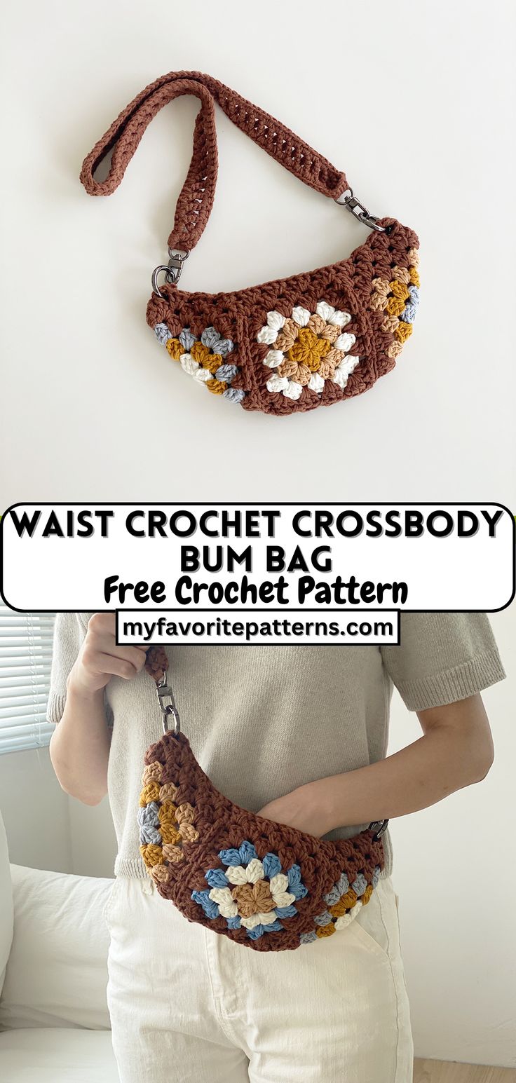 Waist Crochet Crossbody Bum Bag Free Crochet Bag, Amazing Crochet, Crochet Bag Pattern Free, Crochet Market Bag, Crochet Business, Crochet Work, Crochet Design Pattern, Crochet Purse Patterns, Crochet Cross