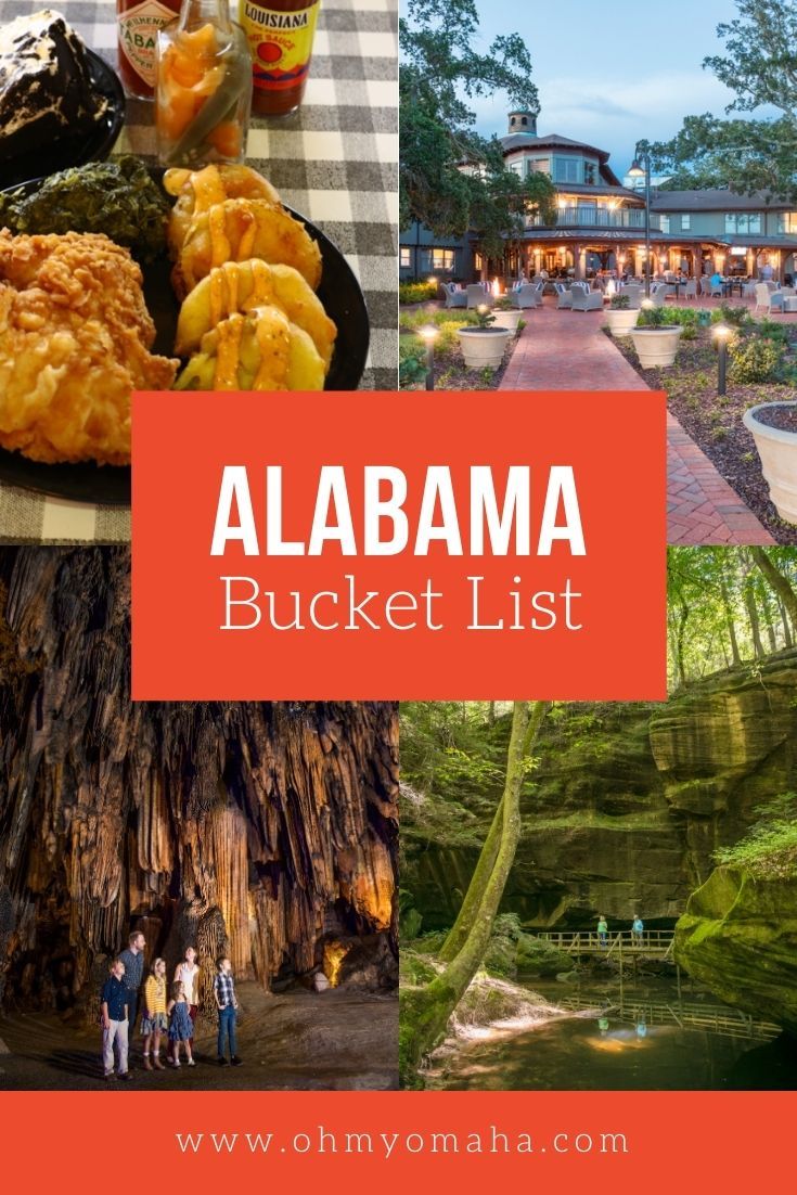 a collage of photos with the words, alabama bucket list