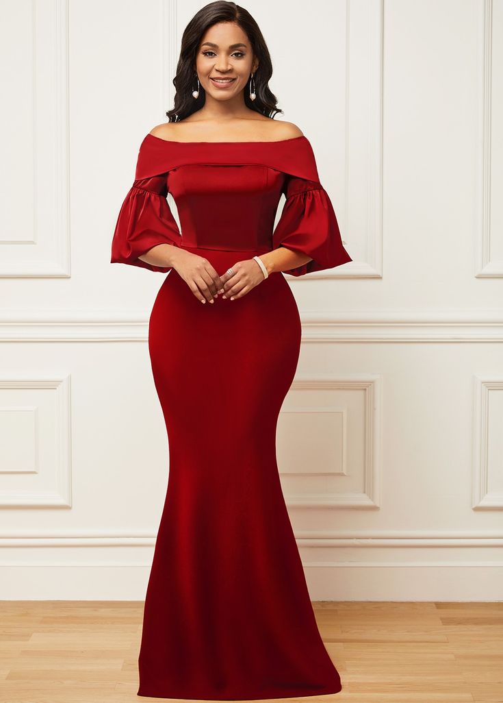 Christmas Red Dress Women, Red Long Dress Elegant, Red Dinner Dresses Classy Elegant, Red Evening Dresses Elegant, Wine Red Dresses Long, Red Dinner Dress, Dinner Dress Classy Elegant, Dresses Comfortable, Red Off The Shoulder Dress