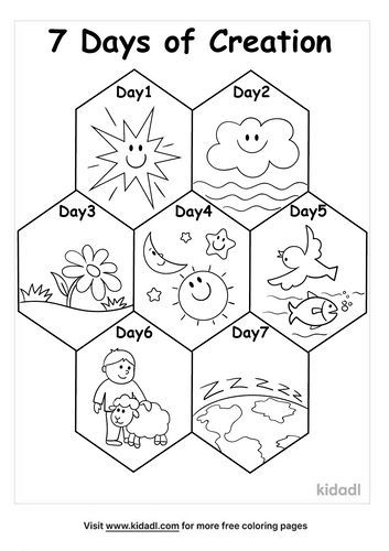 the seven days of creation worksheet for kids to learn how to draw and color