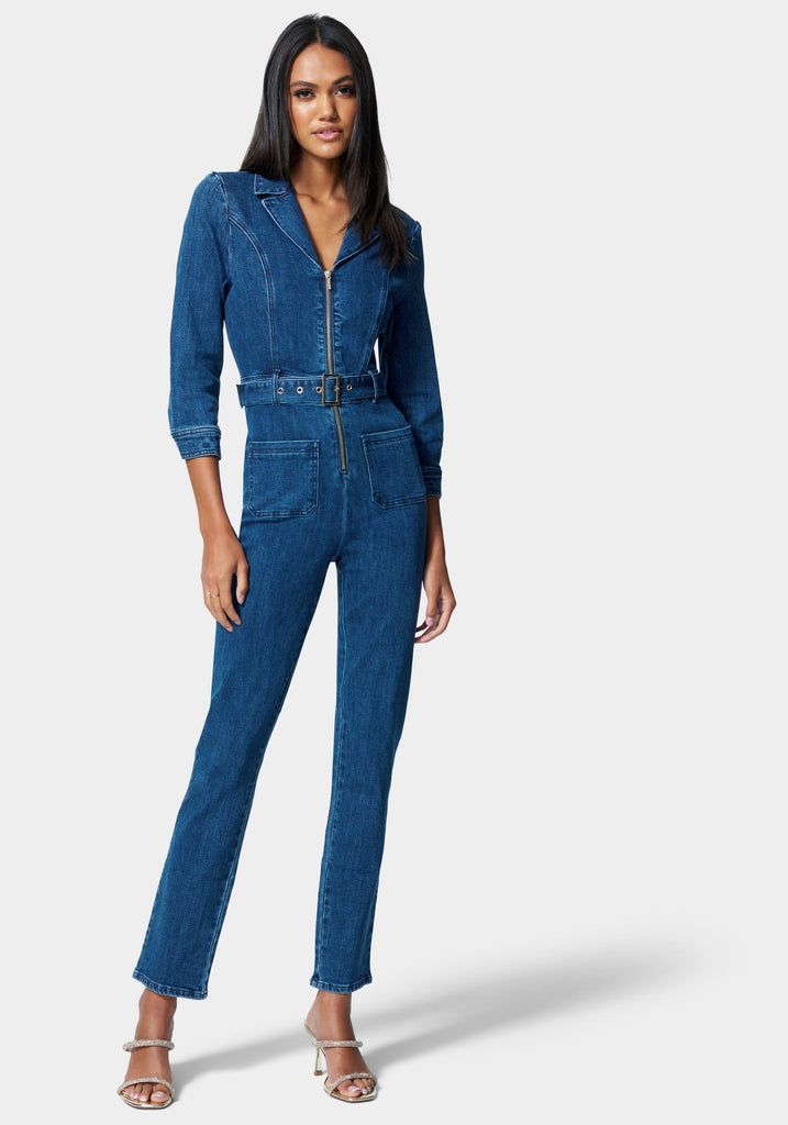 Zip Front Belted Skinny Leg Denim Jumpsuit White Dress Accessories, Jeans Outfit Women, Trendy Denim, Romper And Jacket, Bandage Dress Bodycon, Denim Jumpsuit, Bandage Dress, Mini Black Dress, Denim Fashion