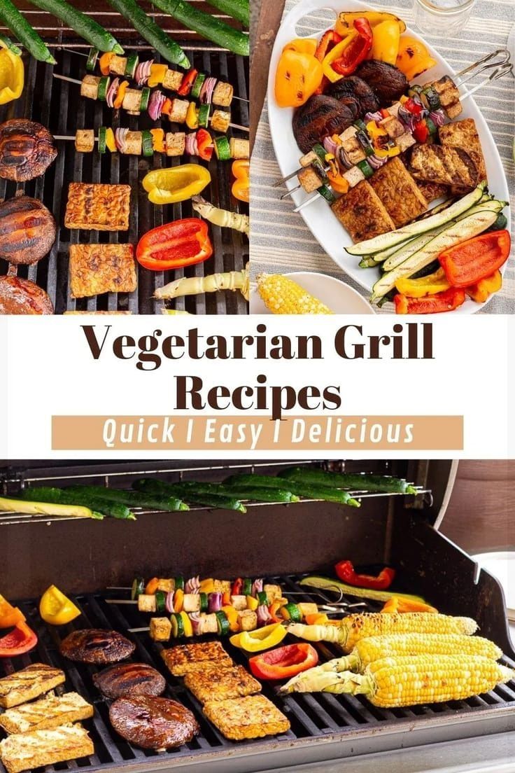 an outdoor grill with vegetables and meats cooking on it