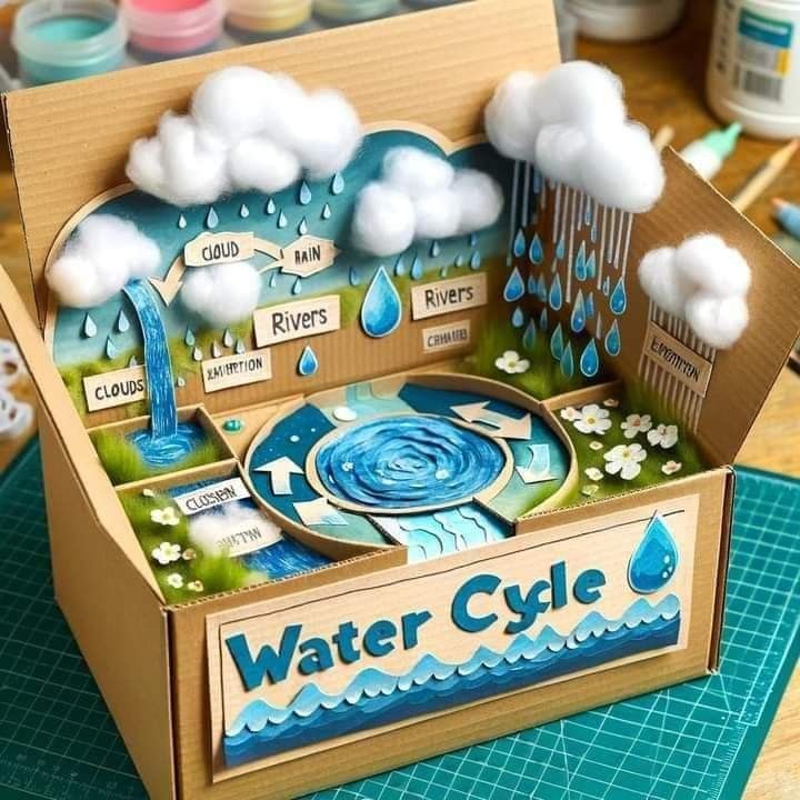 an open box that has water cycle in it