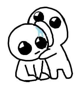 an image of two cartoon characters hugging each other's head with tears on their eyes