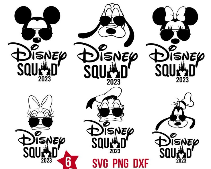 six disney squad svg designs