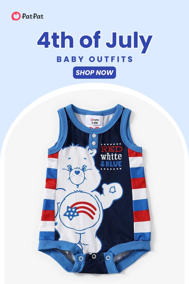 Celebrate Independence Day with this Care Bears licensed baby romper. Perfect for any 4th of July outing or summer event with your little one. Shop this look now at patpat.com! Summer Events, Care Bears, Baby Romper, Holiday Festival, Holiday Outfits, Stripe Print, Independence Day, Little One