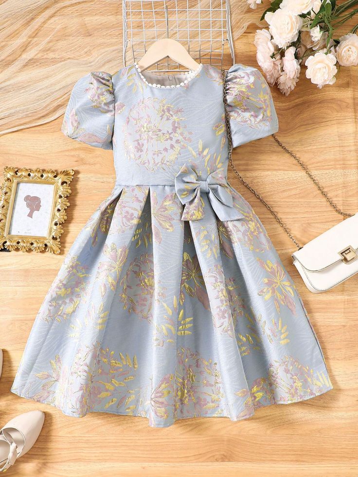 Tween Girl Satin Embroidered Elegant Party Dress Sibling Outfits Matching Outfits (2 Pieces Are Sold Separately) Blue Party  Short Sleeve Embroidery Floral,Plants,All Over Print Fit and Flare Non-Stretch  Tween Girls Clothing, size features are:Bust: ,Length: ,Sleeve Length: Embroidered Fitted Princess Dress For Party, Fitted Embroidered Princess Dress For Party, Fitted Floral Embroidery Princess Dress For Dress-up, Fitted Princess Dress With Floral Embroidery For Dress-up, Princess Style Dresses With Floral Embroidery, Spring Party Princess Dress Embroidered, Summer Princess Dress With Embroidery, Spring Party Princess Dress With Embroidery, Summer Embroidered Princess Dress