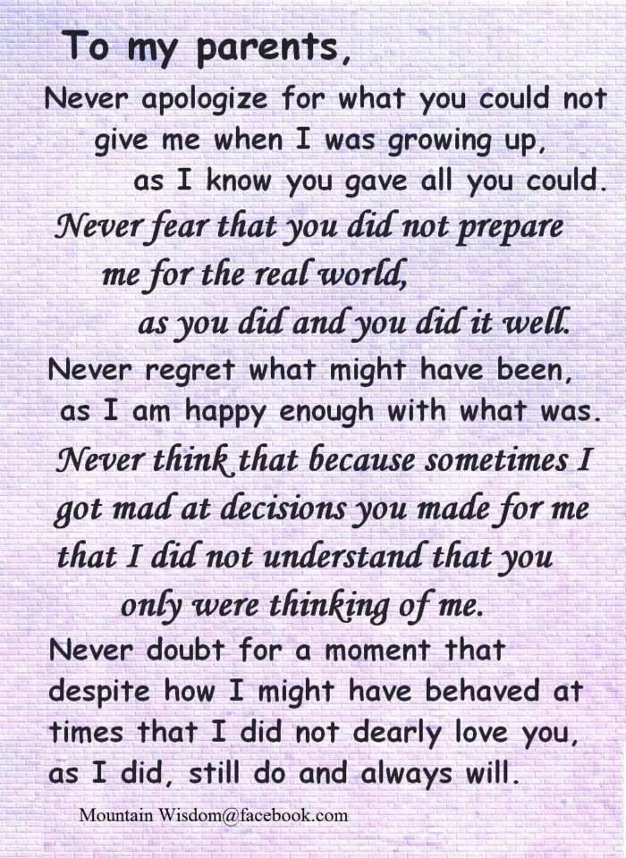 a poem written on paper with the words'to my parents never apoloze for what you could not give me when i was growing up