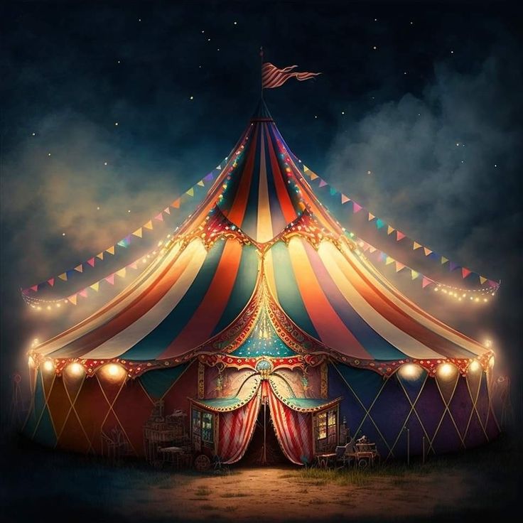 Cute Circus Aesthetic, Fantasy Carnival Art, Fantasy Circus Art, Vintage Carnival Aesthetic, Circus Tent Aesthetic, Old Circus Aesthetic, Circus Environment, Circus Concept Art, Carnival Aesthetic Night