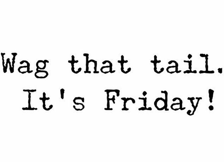 the words wag that tail it's friday written in black on a white background