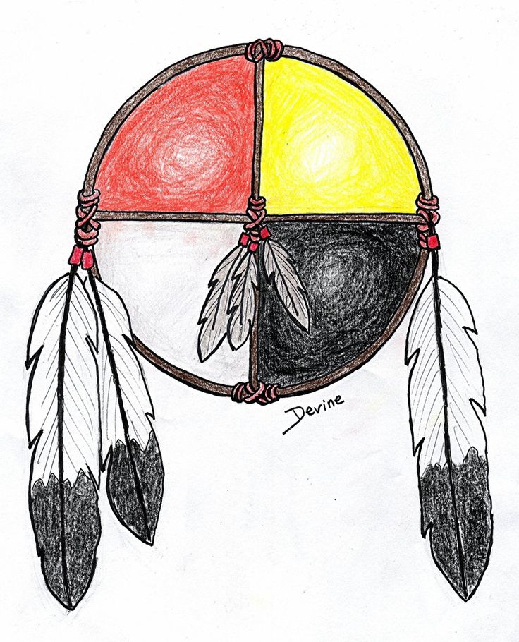 a drawing of a native american dream catcher