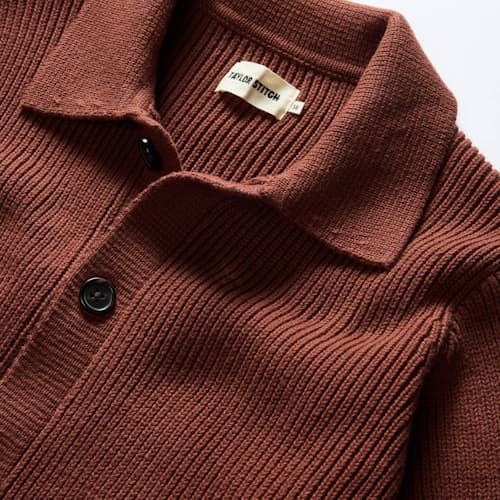 Collared for collegiate style and extra warmth Taylor Stitch, Collegiate Style, Heart Pocket, Vintage Knitting, Proud To Be, Pocket Tee, Tee Shop, Sweater Jacket, Mens Bottom