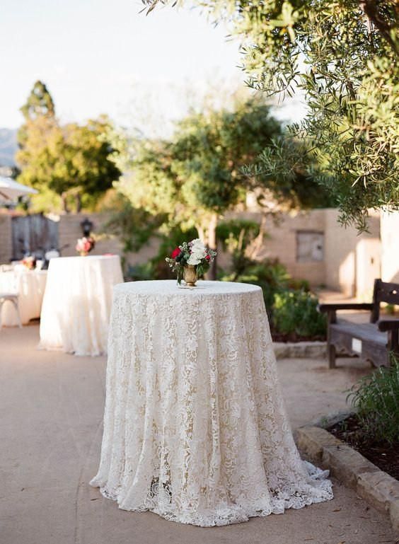 Rustic Wedding Reception Decor, Wedding Cocktail Tables, Wedding Reception Napkins, Classic White Wedding, White Linens, Rustic Wedding Reception, Wedding Cake Table, Lace Table Runners, Santa Barbara Wedding