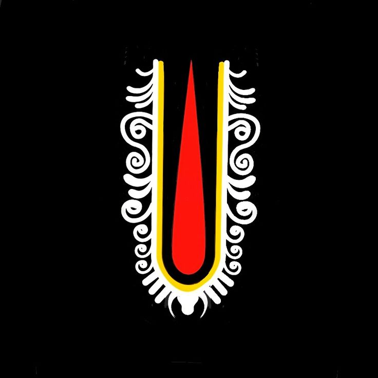 a black background with white and red designs on it