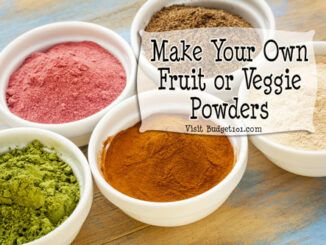 four bowls filled with different colored powders and the words make your own fruit or veggie powders