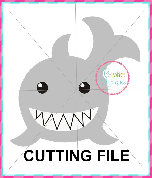 a shark cut out with the words cutting file on it's side and an image of