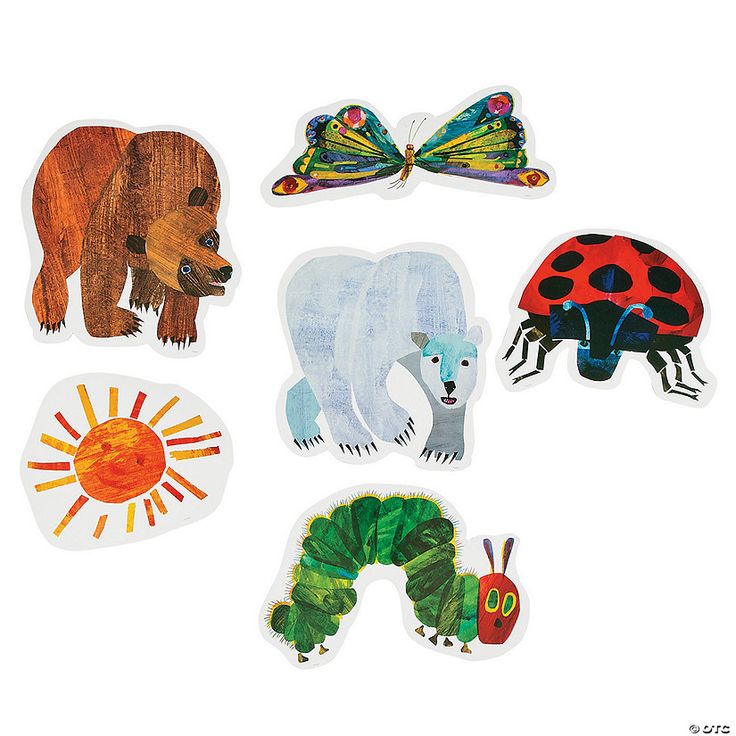 the very hungry caterpillars stickers are on display