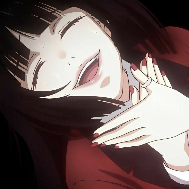 an anime character with her eyes closed and hands on her chest, looking down at the ground