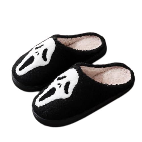 PRICES MAY VARY. Spooky Comfort: Experience the ultimate in home comfort with our new Halloween-themed slippers. Featuring a unique skeleton scream design, these slippers are perfect for adding a fun, spooky touch to your indoor attire. Warm and Cozy: Designed to keep your feet warm during the cold winter months, our slippers are made from soft, high-quality materials that provide both comfort and warmth. Stylish and Unisex: With a versatile design suitable for both men and women, these slippers Scary Slippers, Slippers Halloween, Ghostface Shoes, Halloween Slippers, Aesthetic Slippers, Cute Halloween Stuff, Fun Slippers, Cool Skeleton, Fluffy Shoes