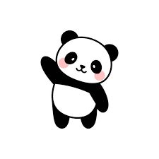 a black and white panda bear with its arms around it's neck, on a white background