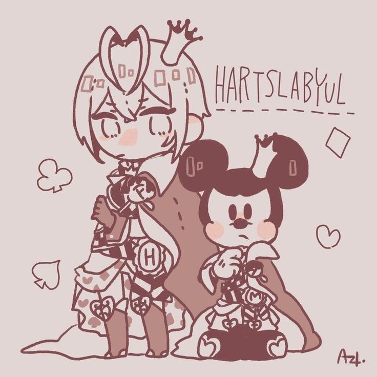 an image of mickey and minnie mouse with the words hartslabyu on it