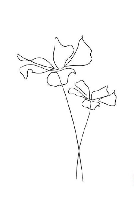 a single line drawing of a flower on a white background