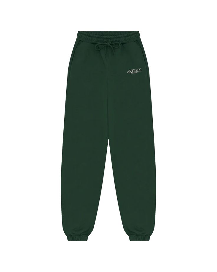 Sweatpants - forest green – Artless Green Sweatpants Outfit, Sweatpants Outfit Women, Unisex Loungewear, Sweats Set, Coach Outfits, Green Sweatpants, Sweatpants Outfit, Female Model, White Embroidery