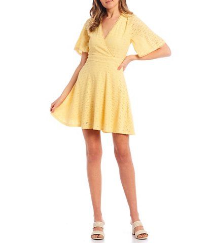 Juniors' Casual & Daytime Dresses | Dillard's Spring V-neck Smocked Dress For Day Out, Fitted V-neck Smocked Summer Dress, Spring V-neck Dress With Smocked Back, Spring V-neck Ruched Sundress, Spring A-line Ruched Sundress, Chic Fitted V-neck Smocked Dress, Spring V-neck Smocked Dress For Daywear, Spring Ruched Sundress For Daywear, Spring V-neck Midi Dress With Smocked Back