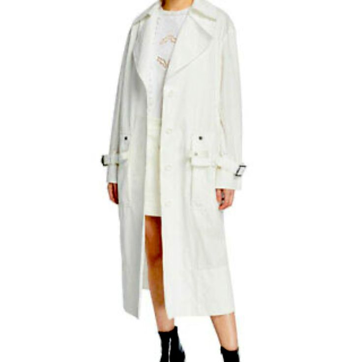 Reposhing This Item I Purchased As It's Too Large For Me. Still Brand New With Tags, Never Worn Other Than To Try On Inside A Smoke Free Pet Free Home. Questions? Leave A Comment Below! White Utility Outerwear For Spring, Chic White Cotton Outerwear, White Outerwear With Button Closure For Fall, White Button Closure Outerwear For Fall, White Utility Outerwear For Work, White Outerwear For Spring Workwear, White Spring Outerwear For Work, White Cotton Outerwear For Daywear, White Utility Winter Outerwear