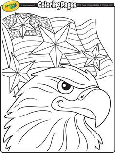 an eagle with the american flag on it's head is shown in this coloring page