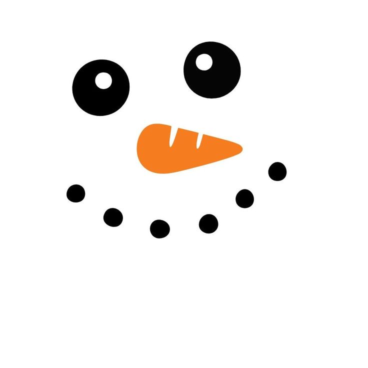 an orange and black snowman's face with big eyes