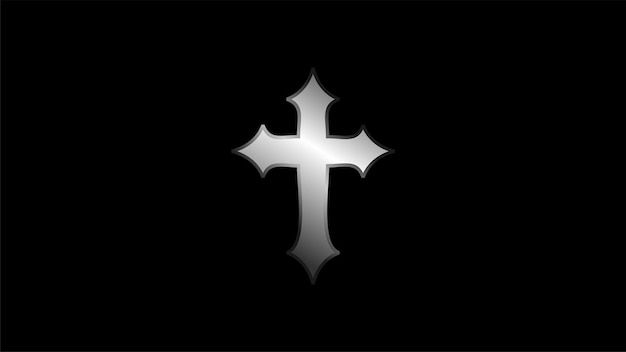 a cross on a black background with the word jesus written in silver across the center