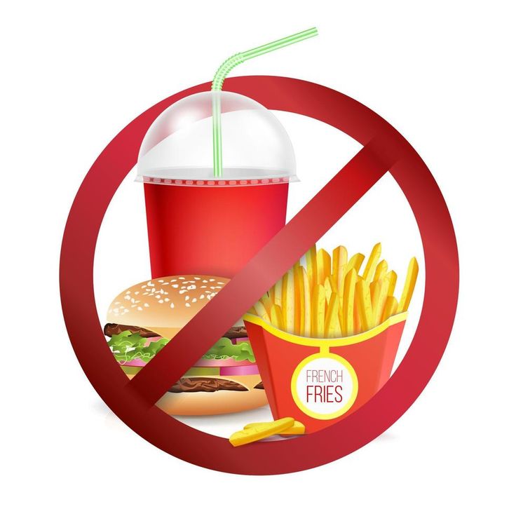 a sign that says no french fries and a drink in the red circle on white background