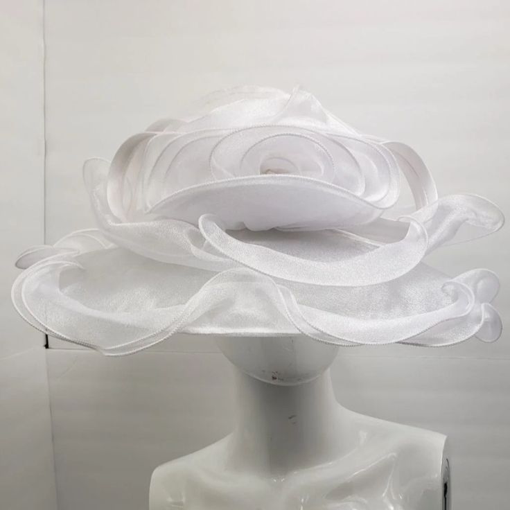 White Organza Hat C.C. Exclusive White Ruffled One Size White Adjustable Hats With Structured Crown, Love Your Melon Beanie, Gauntlet Gloves, Love Your Melon, Fleece Headbands, Velvet Scarf, Elegant Hats, Vera Bradley Purses, Velvet Headband