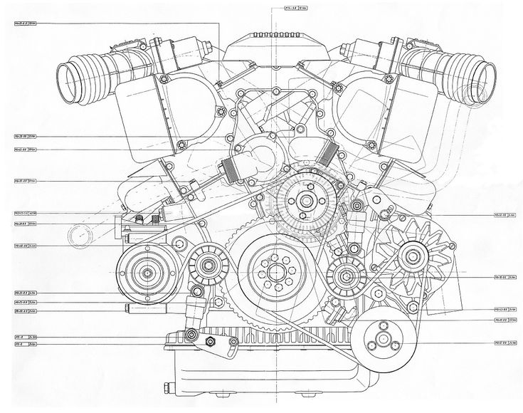 a drawing of the engine and its parts