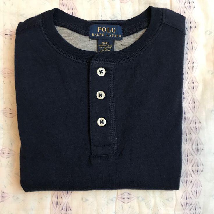 Dark Blue, Three Button Henley By Polo Ralph Lauren. Super Soft 60% Cotton/40% Poly Blend. Lined W/Grey Inside. Nwt. 4t. Henley Shirt, Ralph Lauren Shirt, Henley Shirts, Shirt Color, Kids Shirts, Polo Ralph, Shirts Tops, Colorful Shirts, Dark Blue