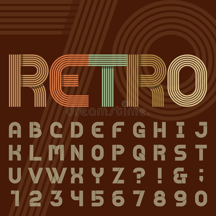 the retro font and numbers are in different colors, shapes, and sizes stock photo 549