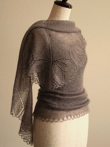 a mannequin wearing a gray sweater with lacy sleeves