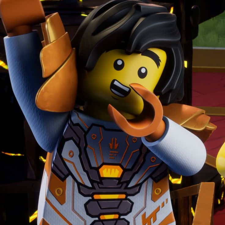 the lego movie character is holding his hands up in front of him and pointing to something