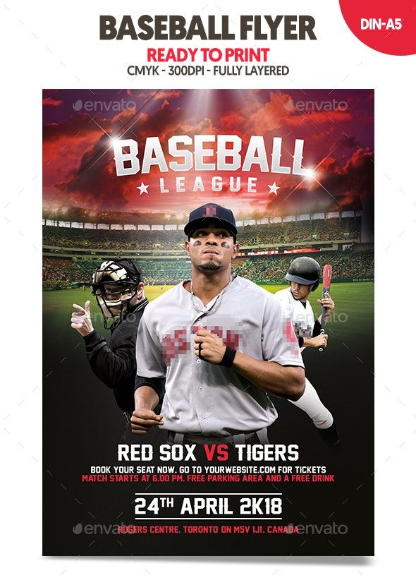 baseball flyer template with an image of the player