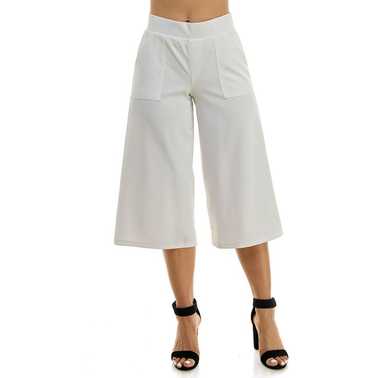 You can't go wrong with these women's culotte pants from Nina Leonard. Finding the perfect fit and size for women's clothing requires basic measurements of your chest, waist, hips and inseam. Use this guide to learn more about sizing and everything Kohl's has to offer in women's fashion. You can't go wrong with these women's culotte pants from Nina Leonard. Finding the perfect fit and size for women's clothing requires basic measurements of your chest, waist, hips and inseam. Use this guide to l White Cropped Wide Leg Pants For Work, Chic White Cropped Wide Leg Pants, Summer Capri-length Bottoms In Solid Color, White High-waisted Culottes For Work, Summer Capri Bottoms In Solid Color, Summer Solid Color Capri Bottoms, White Knee-length Bottoms With Pockets, White Cotton Wide Leg Culottes, Chic White Culottes With Pockets