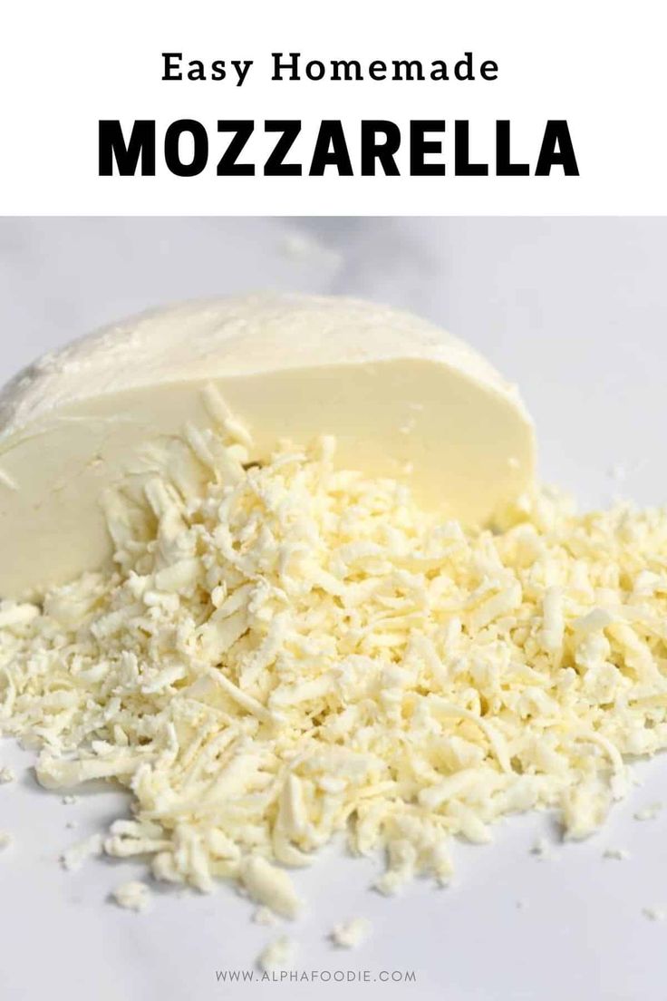 homemade mozzarella cheese recipe with text overlay