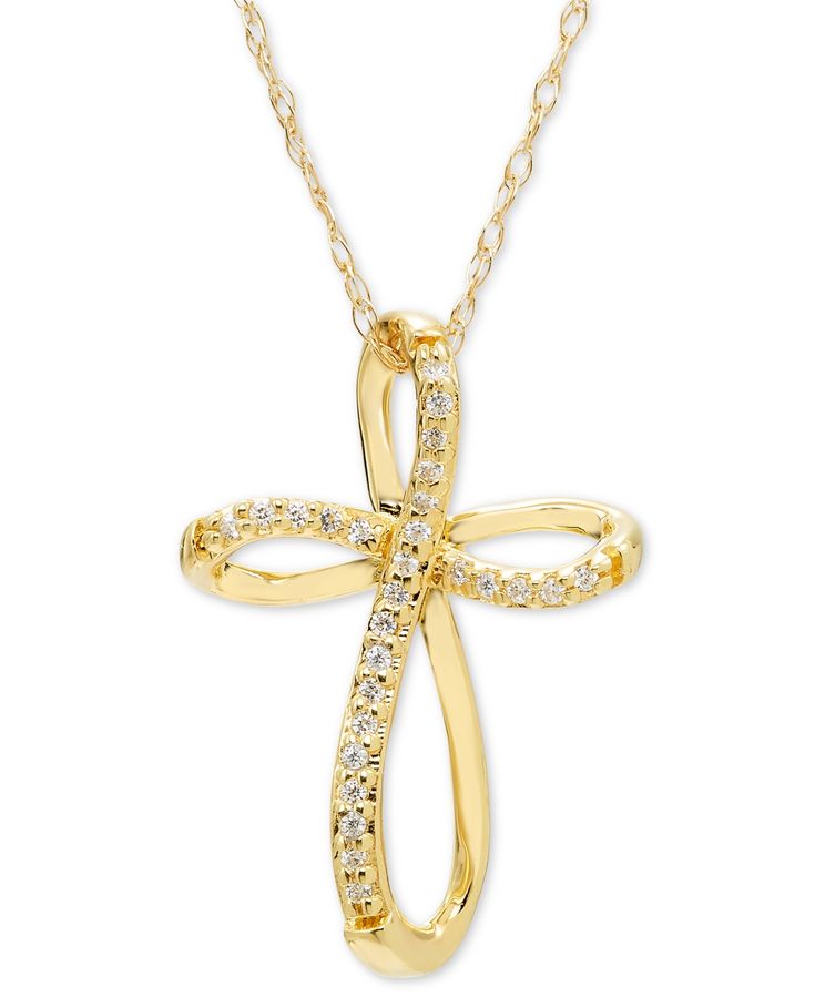 in stock Yellow Gold Cubic Zirconia Cross Jewelry, Yellow Gold Cubic Zirconia Cross Pendant, Elegant Jewelry With Diamond Accents In Cross Pendant Shape, Elegant Jewelry With Diamond Accents On Cross Pendant, Elegant Jewelry With Diamond Accents And Cross Pendant, Elegant Cross Pendant Jewelry With Diamond Accents, Yellow Gold Cross Pendant Jewelry With Diamond Accents, Yellow Gold Cross Pendant With Diamond Accents, Fine Jewelry 14k Stamped Cross