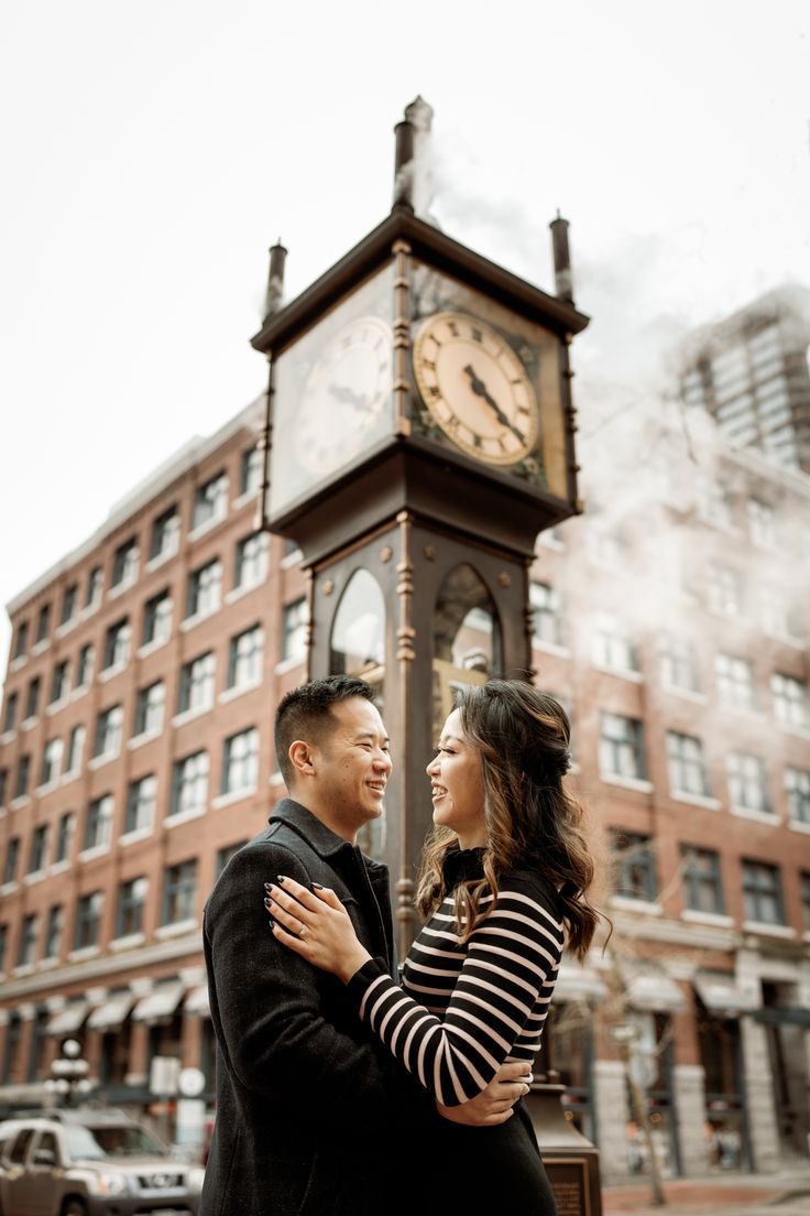 Engagement Session in Vancouver's historical Gastown. Vancouver Photoshoot, Vancouver Gastown, Vancouver Photography, Gastown Vancouver, Male Portrait Poses, Downtown Vancouver, Couple Photography Poses, Male Portrait, Portrait Poses