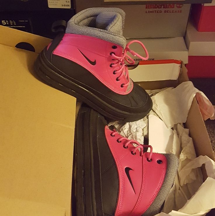 Great Condition, Worn Only Once To Match My Daughter, Practically Brand New $70 Obo Pink Casual Synthetic Boots, Sporty Waterproof Pink Boots, Sporty Pink Waterproof Boots, Pink Waterproof Low-top Sneakers, Pink Sneakers For Winter Streetwear, Pink Waterproof Sneakers With Round Toe, Pink Round Toe Boots, Pink Waterproof Lace-up Boots, Acg Nike