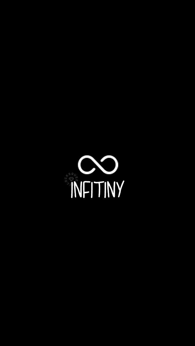 the infinite logo is shown in black and white, with an infinite symbol above it